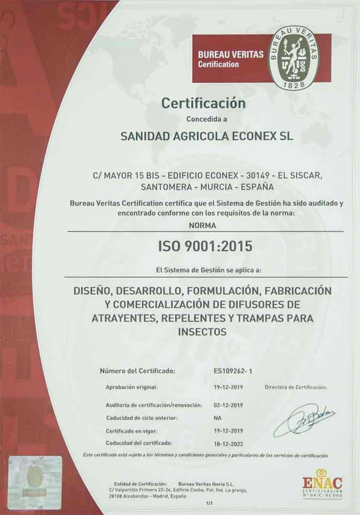 ECONEX CONSIGUE EL CERTIFICADO DE CALIDAD ISO 9001:2015
