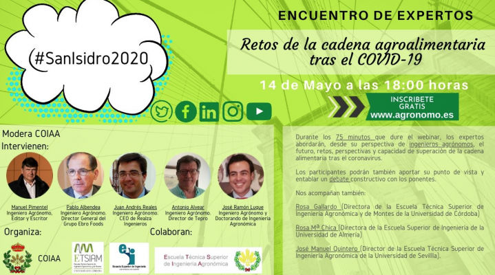 webinar Retos de la cadena agroalimentaria tras el COVID19 organizado por el Colegio Oficial de Ingenieros Agrónomos de Andalucía