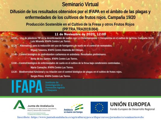 Seminario Virtual IFAPA: Resultados obtenidos en el ámbito de las plagas y enfermedades de los cultivos de frutos rojos. Campaña 19/20